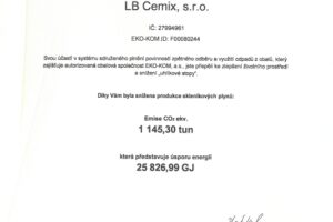 Cemix vloni efektivní recyklací obalů ušetřil produkci 1145,3 tun CO2