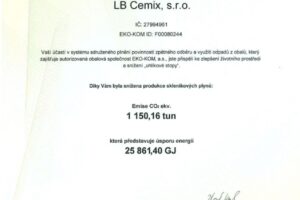 Díky recyklaci snížil Cemix loni produkci CO2 o 1150 tun