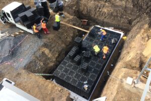 Odvodnění ploch nové haly výrobce kosmetiky v Brněnském kraji