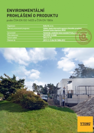 Environmentální prohlášení o produktu Ytong 