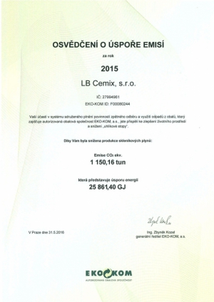 Díky recyklaci snížil Cemix loni produkci CO2 o 1150 tun