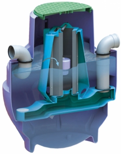 Unikátní kruhové konstrukční řešení odlučovače ropných látek TechneauSphere s novým konceptem nádoby, koalescenčním filtrem, pojetím toku vody uvnitř. Produkt 3v1.